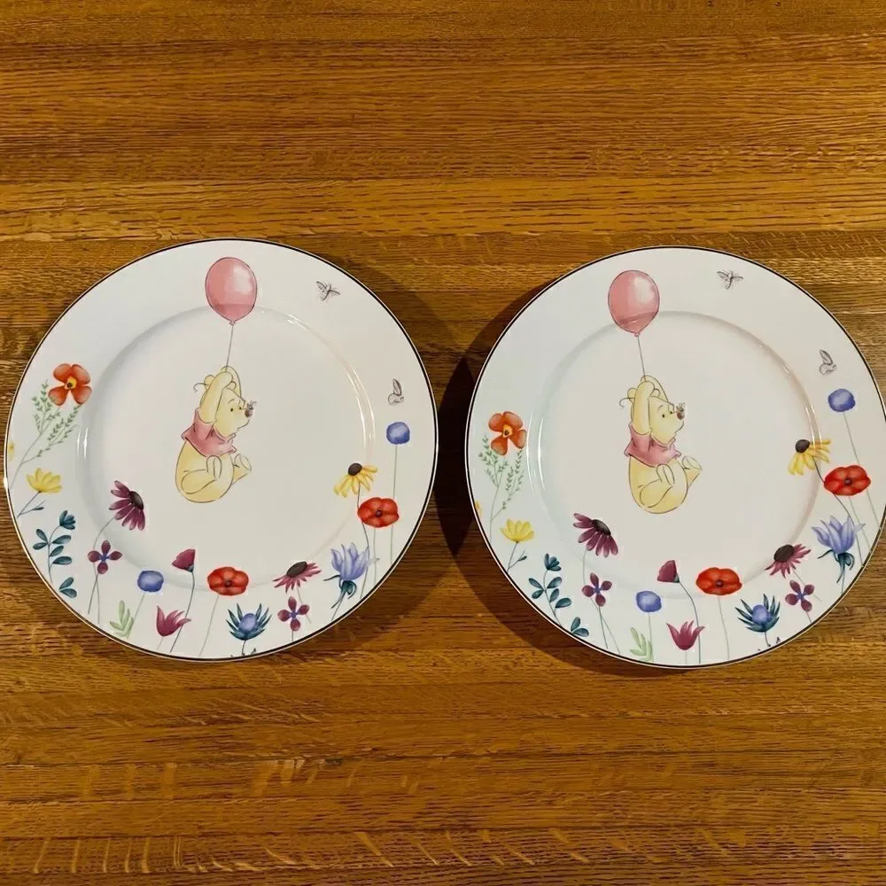 Disney Winnie the Pooh Among the Flowers Dinner Plates set of 2 NWT